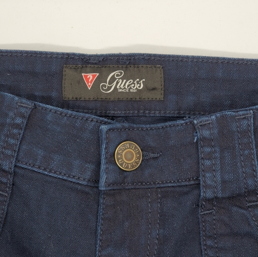 Guess Navy Blue Low Rise Denim Jean Shorts - Picture 3 of 5